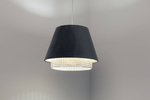 Lampa w stylu Boho podwójny abażur welur i naturalny rattan morska