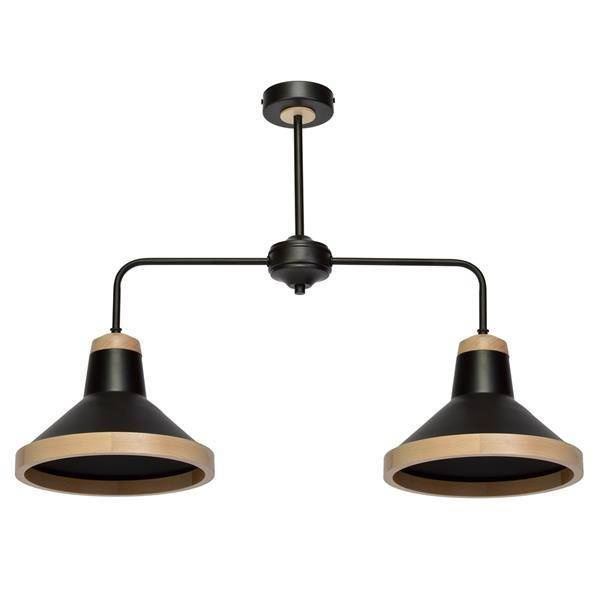 Lampa sufitowa SALMA BLACK / WOOD 2xE27 60W