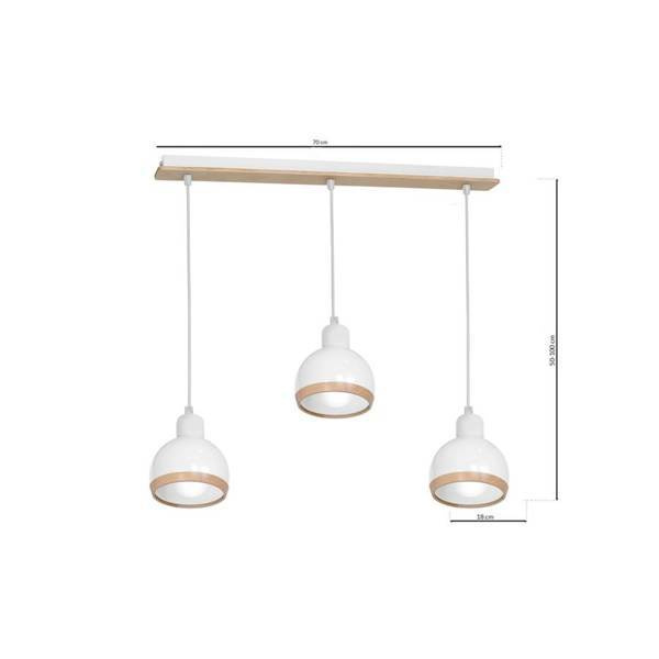 Lampa wisząca OVAL, MLP7044, biały/drewno, 3x60W E27