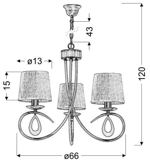Lampa wisząca chromowa / biały abażur tkany 3x40W Arnika Candellux 33-21663