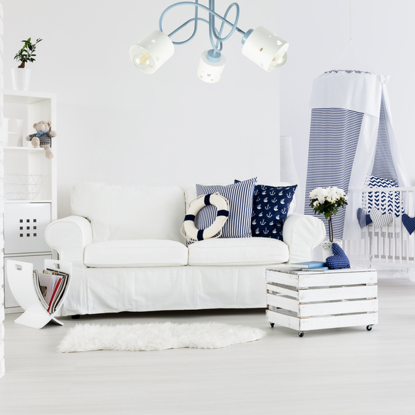 Lampa sufitowa do pokoju dziecka niebiesko-biała SERCA LOFT 3xE27