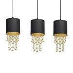 Nowoczesna lampa wisząca listwa ALMERIA BLACK/GOLD 3xE27 MLP64400