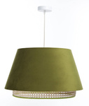 Lampa w stylu Boho podwójny abażur welur i naturalny rattan czarna