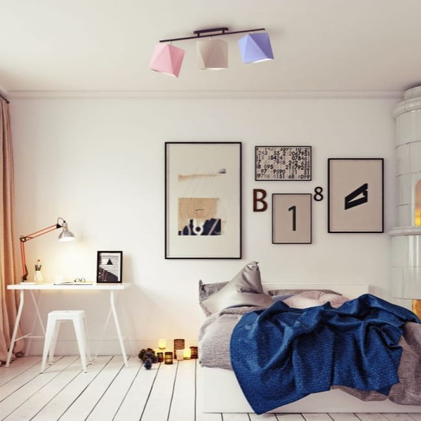 Lampa sufitowa do pokoju dziecięcego musztardowe abażury Pastelowy Diamencik