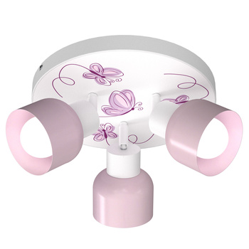 Lampa sufitowa do pokoju dziewczynki Motylki 3xE27
