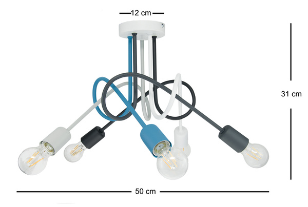 Lampa sufitowa do pokoju dziecka kolorowa w stylu loft Mondo 1001/5MX5