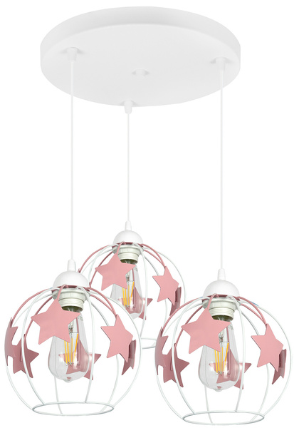 Lampa sufitowa do pokoju dziewczynki w różowe gwiazdki 3xE27