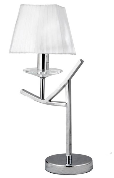 Lampka stołowa nocna chromowa abażur biały E14 Valencia Candellux 41-84609