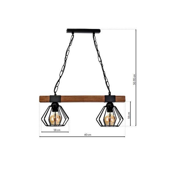 Industrialna lampa wisząca ULF BLACK / WOOD 2xE27 60W MLP6192