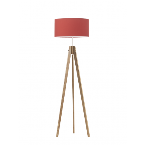 Lampa podłogowa do pokoju dziecka drewniana Magiczny Cylinder różowy abażur 1XE27