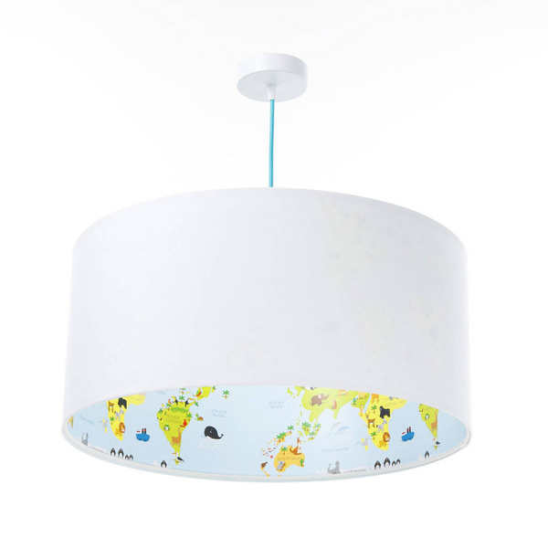 Lampa sufitowa do pokoju dziecięcego Mapa Świata Welur 60 cm