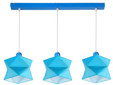 Lampa do pokoju chłopca niebieskie abażury Diament 3 listwa