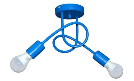 Lampa sufitowa do pokoju dziecka niebieska Mondo 2xE27 Led