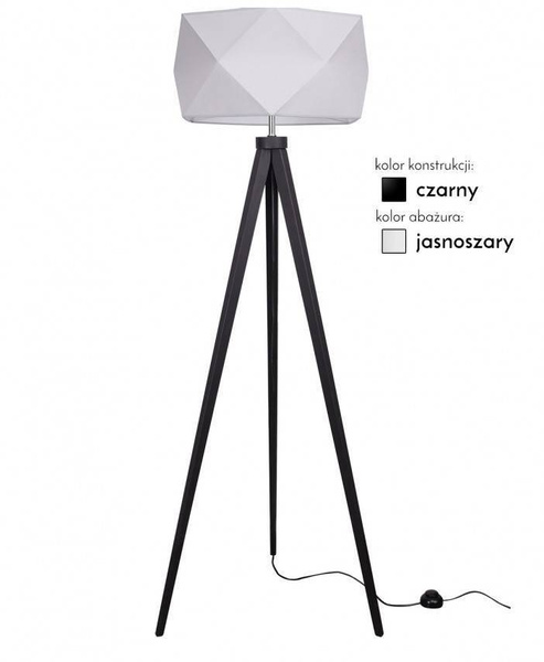 Drewniana Lampa Stojąca Trójnóg Abażur Diament