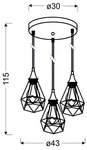 Lampa sufitowa wisząca czarna druciana talerz 3x60W Graf Candellux 33-62918
