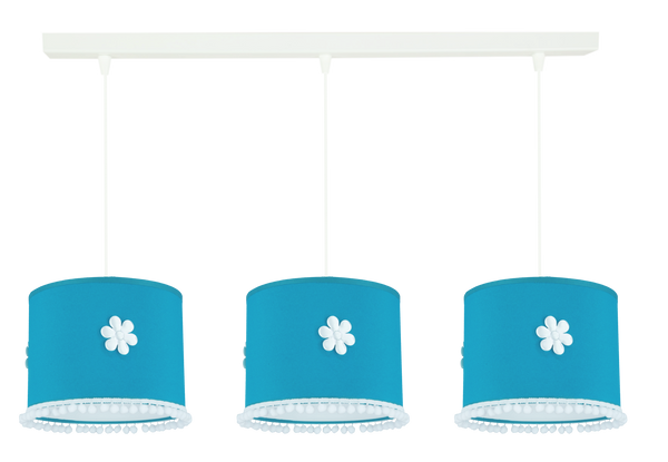 Lampa sufitowa do pokoju dziecięcego turkusowa 3-punktowa Pompony 3xE27 Led 