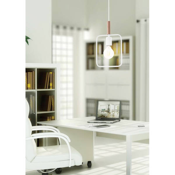 Lampa wisząca biała regulowana wysokość 60W E27 Frame 31-73563