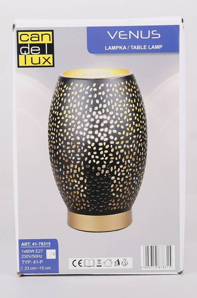 Lampa stołowa/nocna VENUS ażurowa 41-78315 czarno-złota 1x60W E27
