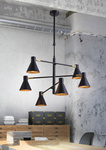 Lampa sufitowa czarna złota mat 6xE14 LESS 36-72696