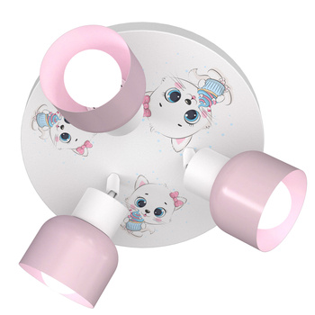 Lampa sufitowa do pokoju dziewczynki Kotki 3xE27