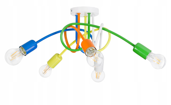 Lampa sufitowa do pokoju dziecka kolorowa Magiczny Zawijas 5xE27 Led 