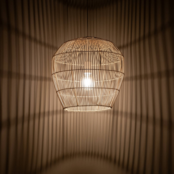 Lampa wisząca HAITI S śr. 43cm E27 | naturalne drewno/biały