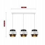 Lampa wisząca w stylu glamour biało-czarno-złota trzy źródła światła