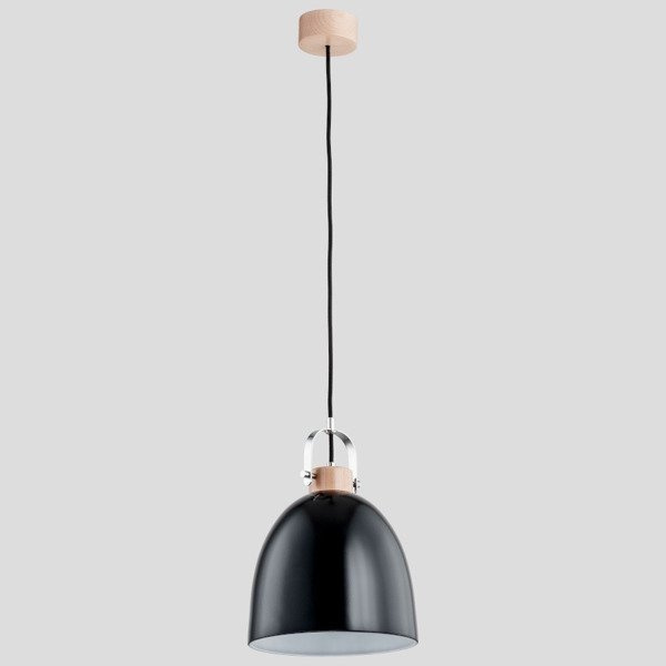 Lampa wisząca zwis HERMINA czarny/drewno śr. 22cm