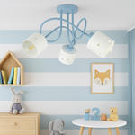 Lampa sufitowa do pokoju dziecka niebiesko-biała SERCA LOFT 3xE27
