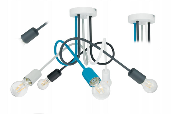 Lampa sufitowa do pokoju dziecka kolorowa w stylu loft Mondo 1001/5MX5