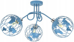  Lampa sufitowa do pokoju dziecka niebieska Zakręcony Globus 3XE27 Led  