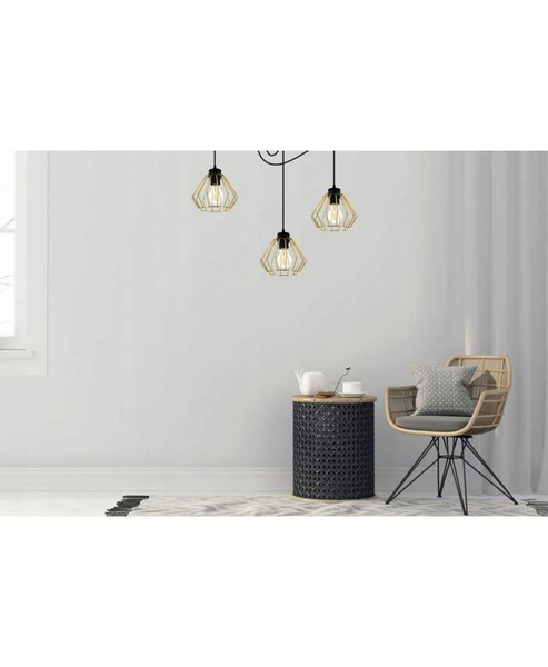 Lampa wisząca typu pająk druciak złote klosze loft 3