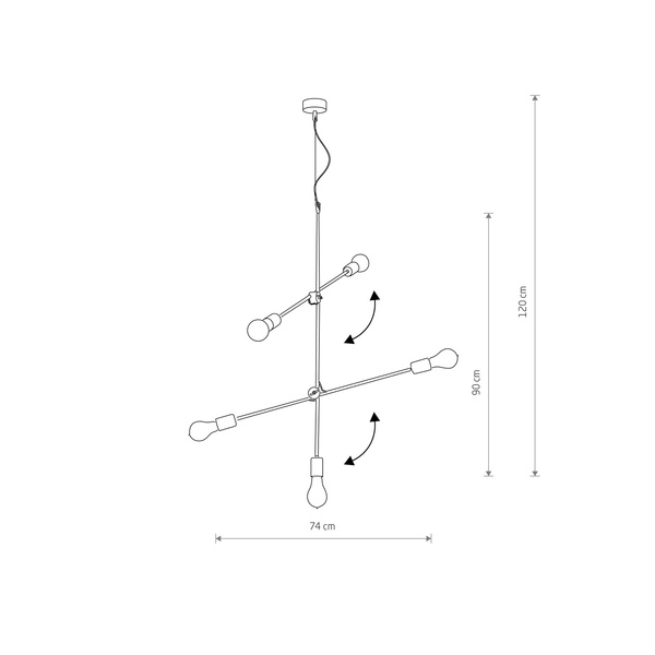 Designerska lampa wisząca STICKS V złota śr. 73cm