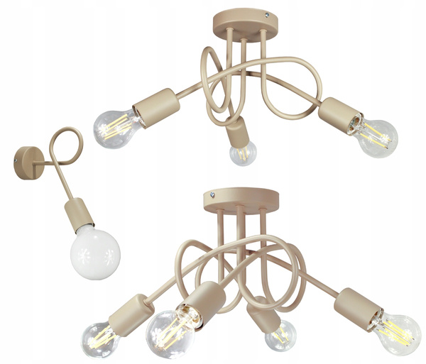 Lampa sufitowa do pokoju dziecka beżowa Tęczowy Zawijas 4xE27 Led