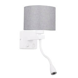 Kinkiet biały/szary z lampką do czytania LED Polo Candellux 21-75383