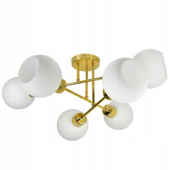 Lampa sufitowa biało-złota mleczne kule