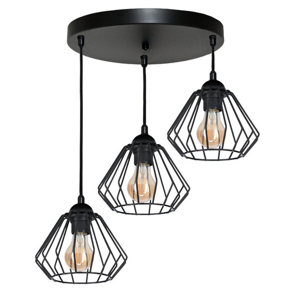 Lampa sufitowa do pokoju młodzieżowego czarna druciak WIRE 3xE27 Led 
