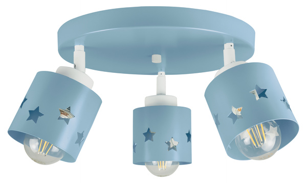 Lampa sufitowa do pokoju chłopca i dziewczynki niebieska w gwiazdki 3xE27 led