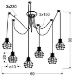 Lampa wisząca sufitowa czarno-miedziana 6x60W Verin Candellux 36-43092
