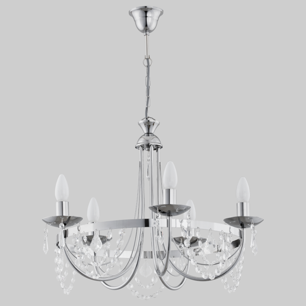 Żyrandol klasyczny świecznikowy KSENIA śr. 57cm chrom
