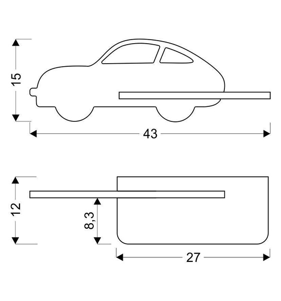 Lampa kinkiet półeczka 5W LED 4000K IQ Kids Car 21-84798