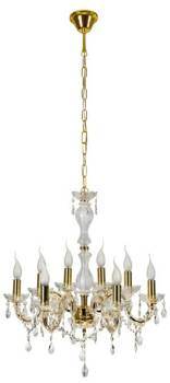 Lampa wisząca żyrandol z kryształkami złoty 8x40W Maria Teresa Candellux 38-94653