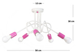 Lampa sufitowa do pokoju dziewczynki biało-różowa Mondo 5 Loft 
