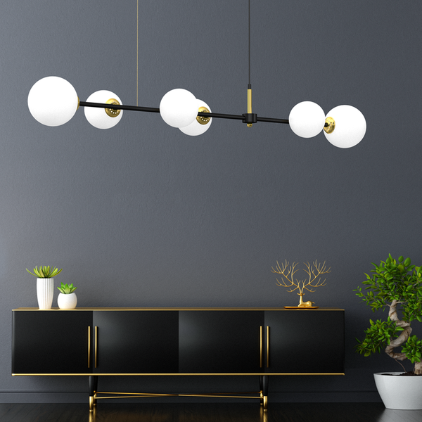 Lampa wisząca POP, MLP7846, czarny/złoty/biały, 6x40W E14