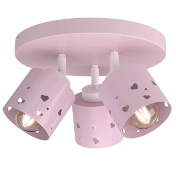 Lampa sufitowa do pokoju dziewczynki różowa w serca 3xE27