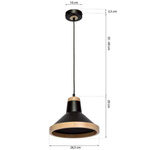 Lampa wisząca SALMA BLACK / WOOD 1xE27 60W