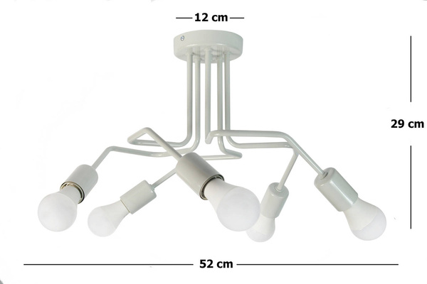 Lampa sufitowa do pokoju dziecka szara styl loft Vanessa 5xE27 LED