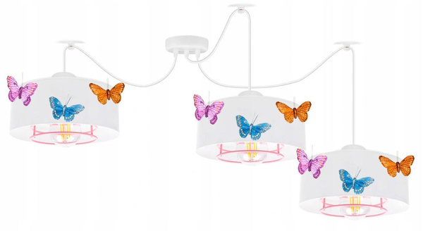 Lampa sufitowa do pokoju dziewczynki typu pająk 3 punktowa Motylek SP3