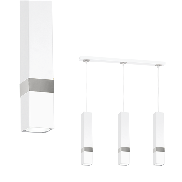 Nowoczesna lampa wisząca listwa VIDAR WHITE/CHROME 3xGU10 MLP6284