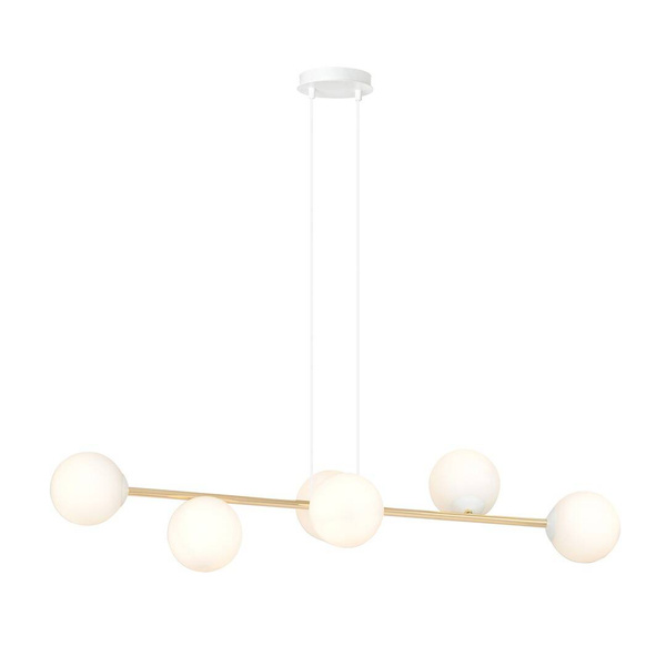Nowoczesna lampa wisząca nad wyspę biało- złota GRAVITY 6 WH GOLD